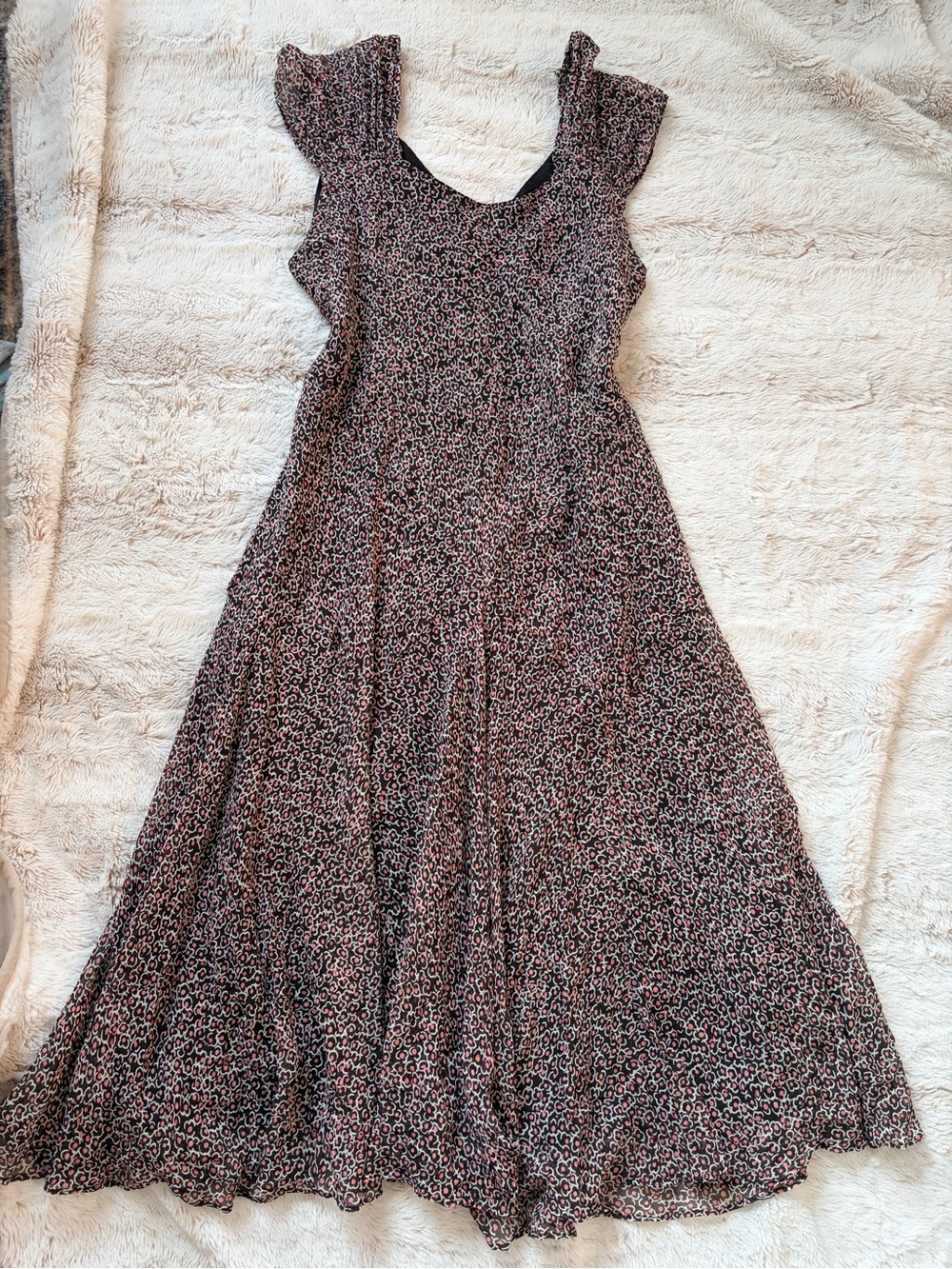 Vintage Black and Pink Floral Midi Dress - Picture 14 of 15
